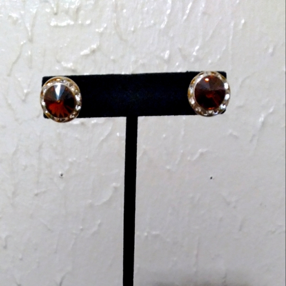 Swarovski brown crystal earrings